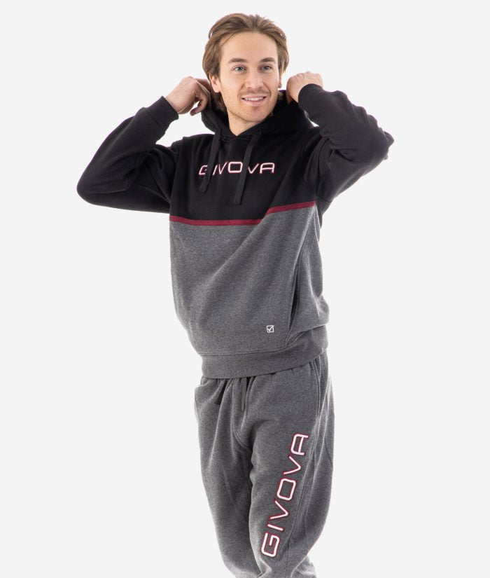 GIVOVA TUTA ITALIA 106 UOMO CON CAPP. BICOLORE IN FELPA