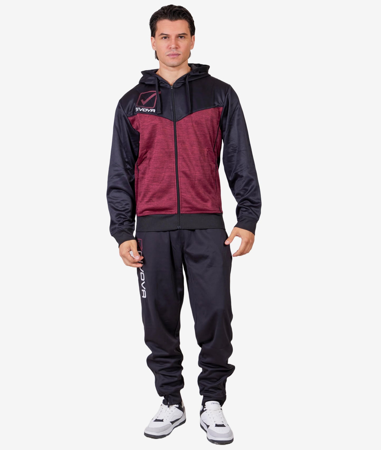 GIVOVA TUTA VISA MELANGE CON CAPPUCCIO POLARFLEECE