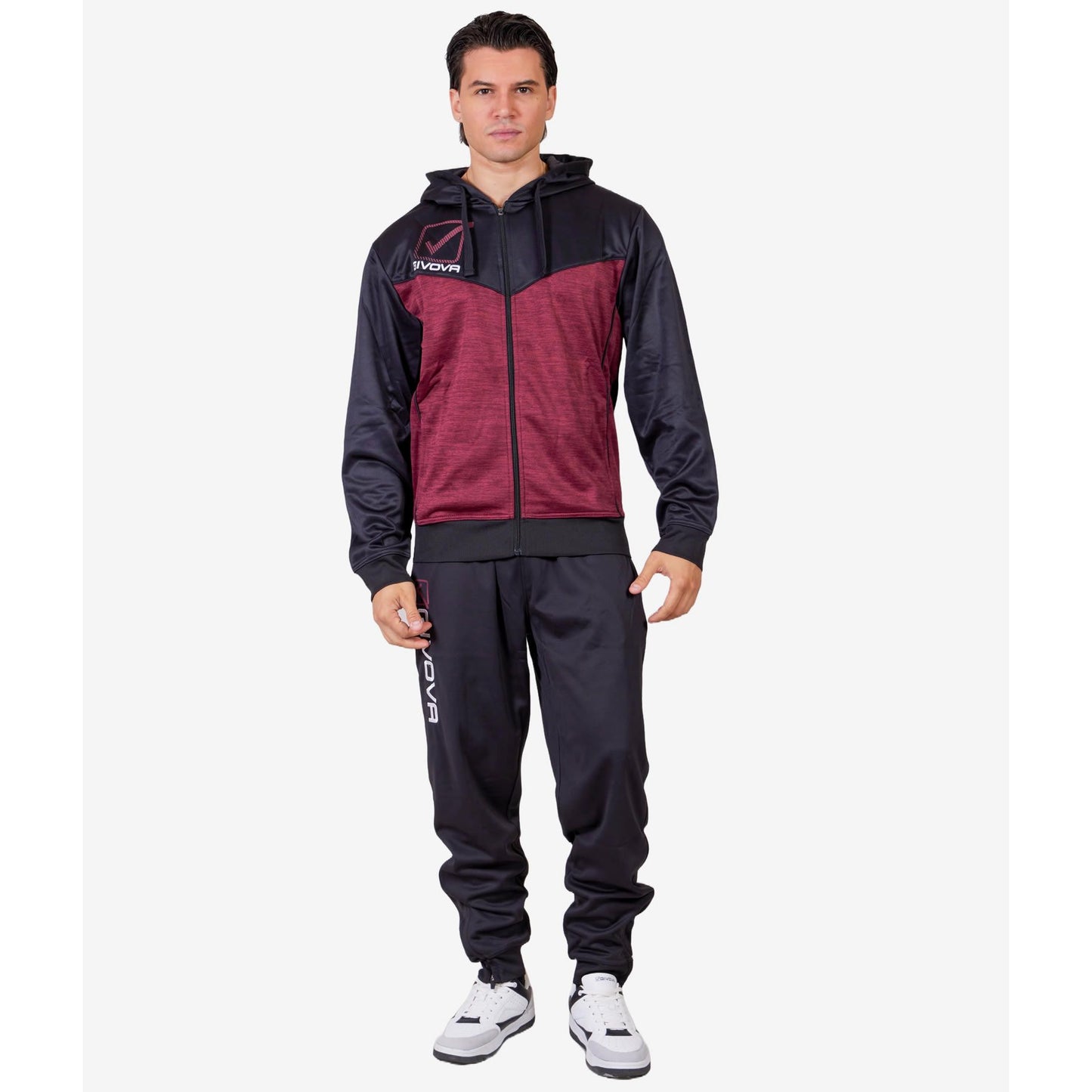 GIVOVA TUTA VISA MELANGE CON CAPPUCCIO POLARFLEECE