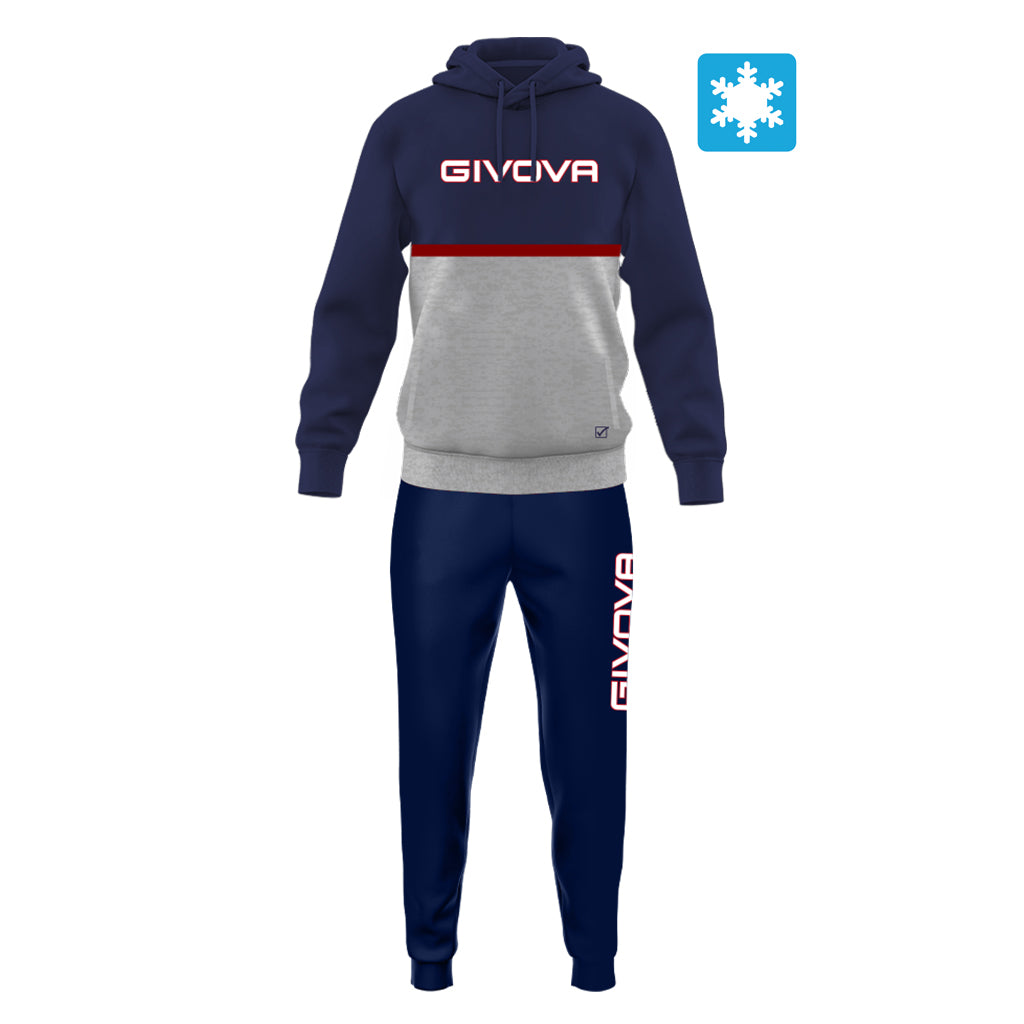 GIVOVA TUTA ITALIA 106 UOMO CON CAPP. BICOLORE IN FELPA