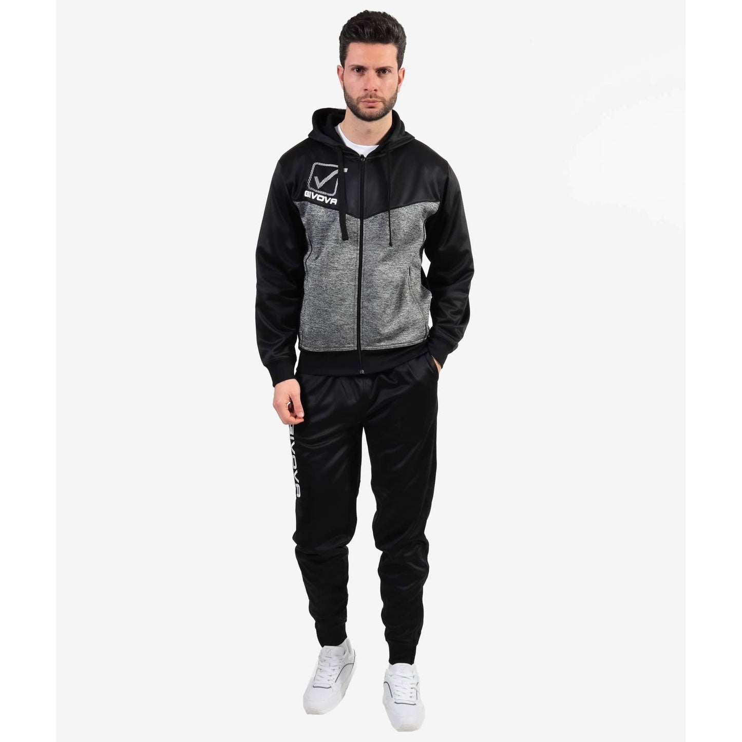 GIVOVA TUTA VISA MELANGE CON CAPPUCCIO POLARFLEECE