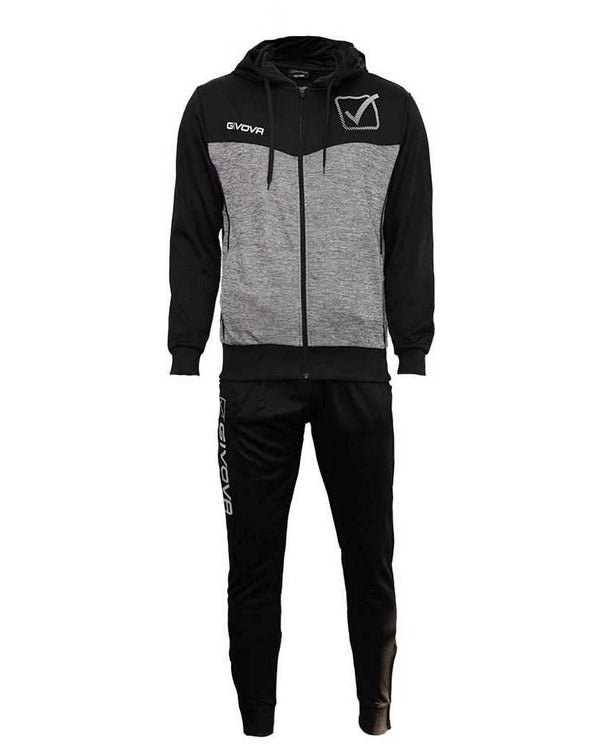 GIVOVA TUTA VISA MELANGE CON CAPPUCCIO POLARFLEECE NERO/GRIGIO SCURO MELANGE Tg. S Givova Planet Sport Italia
