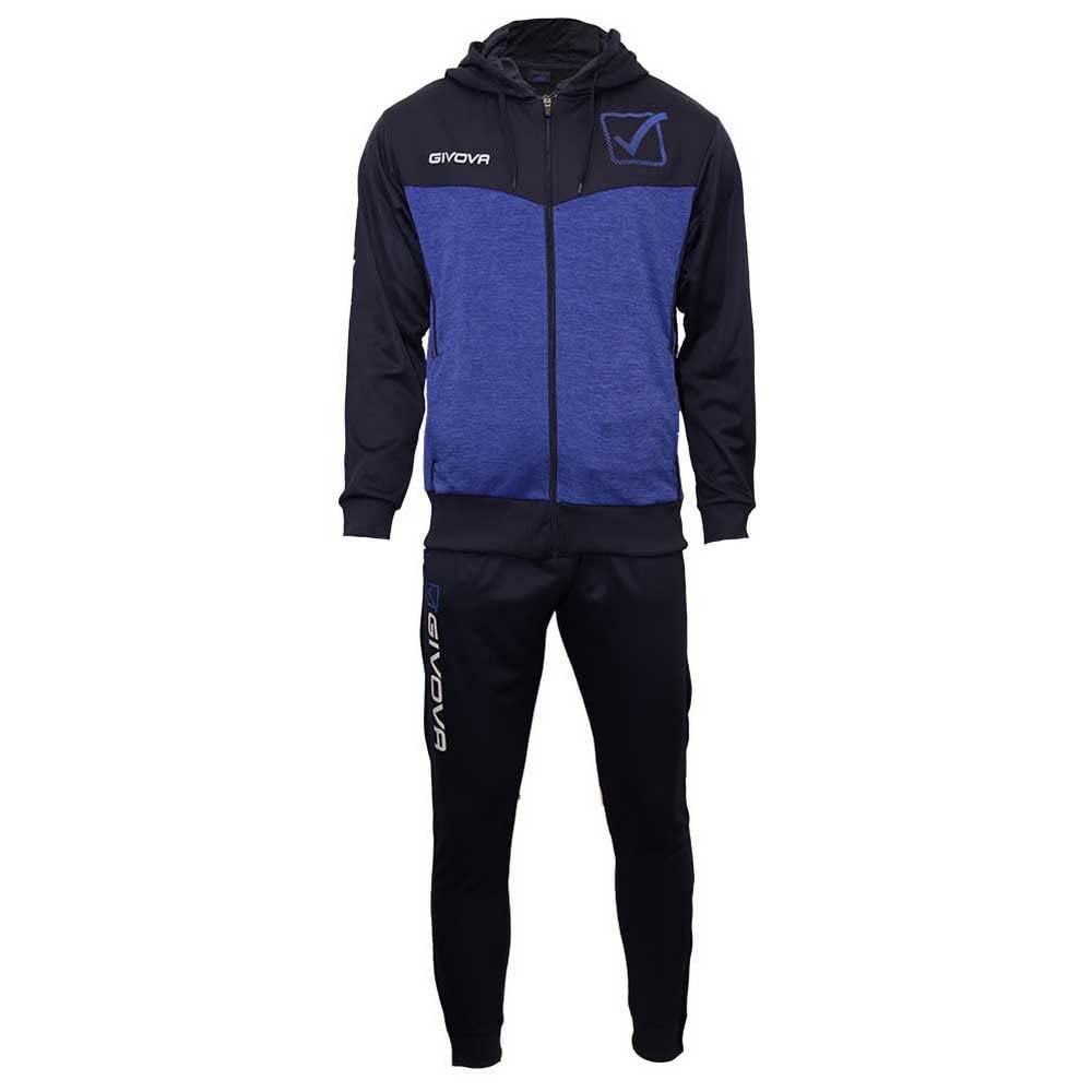 GIVOVA TUTA VISA MELANGE CON CAPPUCCIO POLARFLEECE NERO/GRIGIO SCURO MELANGE Tg. S Givova Tute Planet Sport Italia