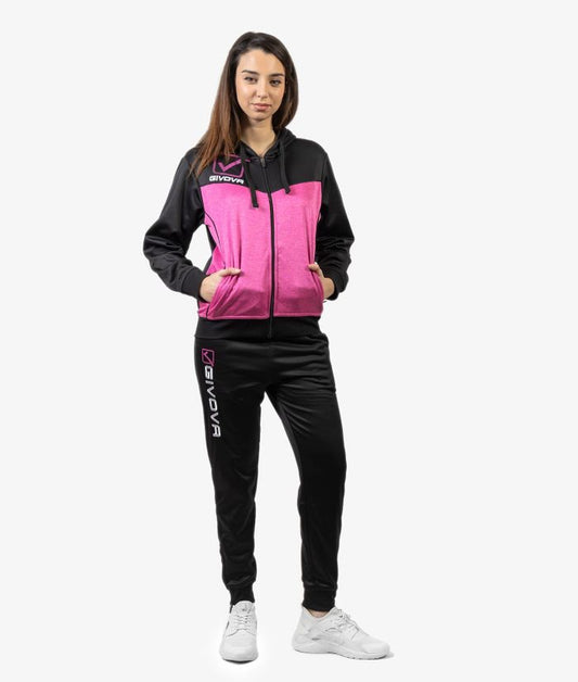 GIVOVA TUTA VISA MELANGE CON CAPPUCCIO POLARFLEECE