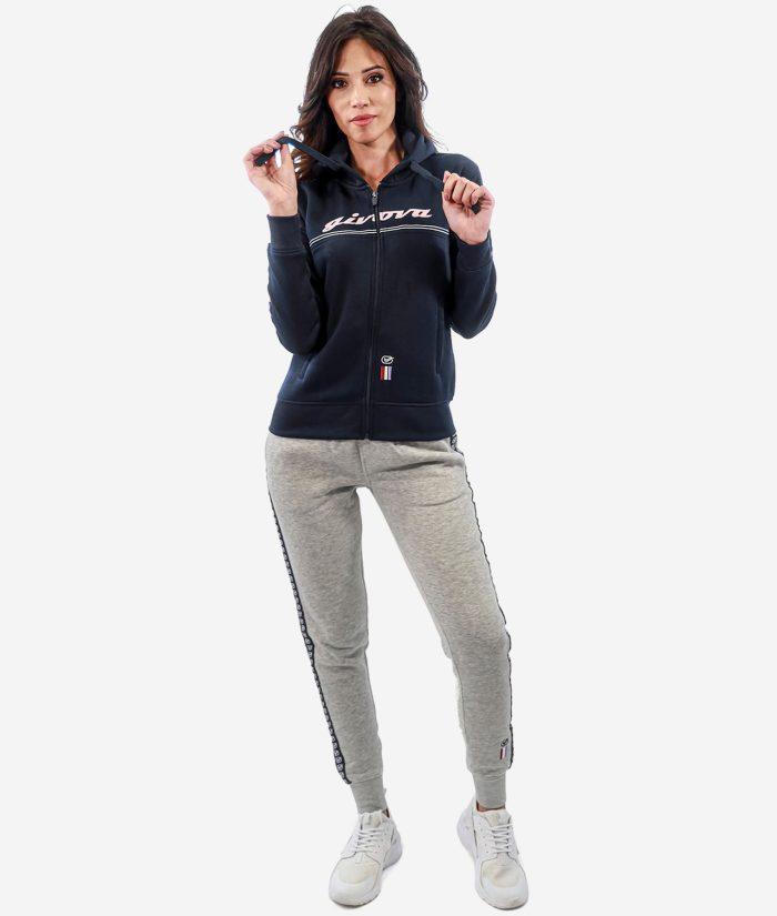 GIVOVA TUTA DONNA 101 CON BANDA E CAPPUCCIO IN FLEECE Givova Tute Planet Sport Italia