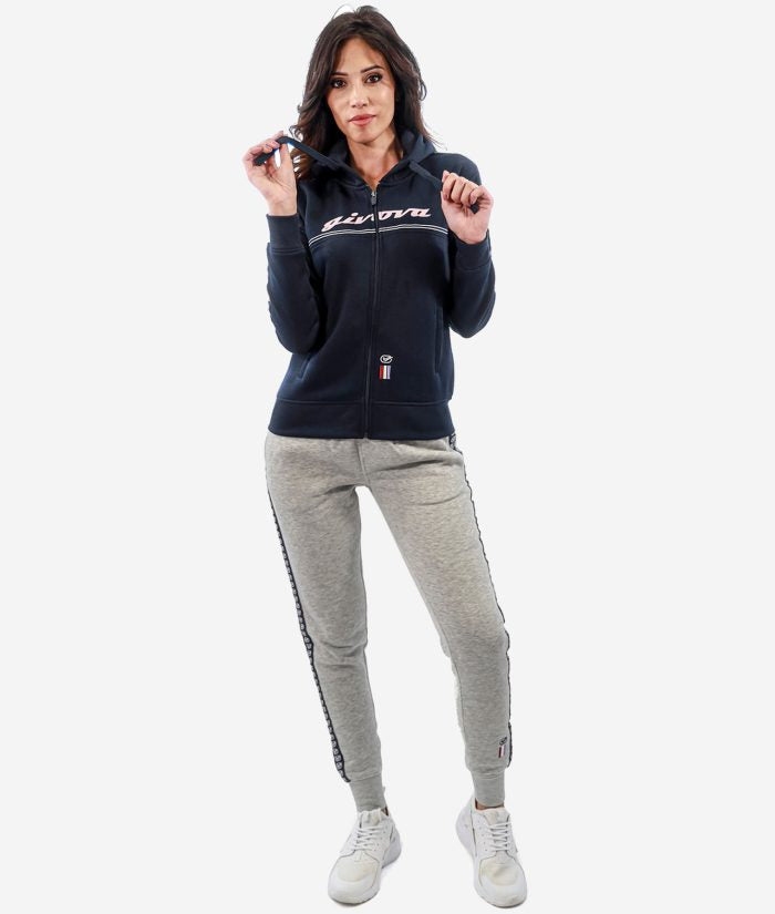 GIVOVA TUTA DONNA 101 CON BANDA E CAPPUCCIO IN FLEECE
