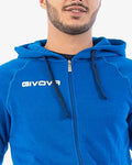 GIVOVA TUTA VISA MELANGE CON CAPPUCCIO POLARFLEECE NERO/GRIGIO SCURO MELANGE Tg. S