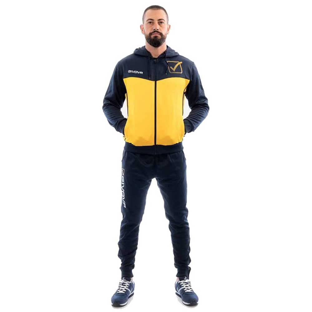 GIVOVA TUTA VISA MELANGE CON CAPPUCCIO POLARFLEECE NERO/GRIGIO SCURO MELANGE Tg. S Givova Tute Planet Sport Italia