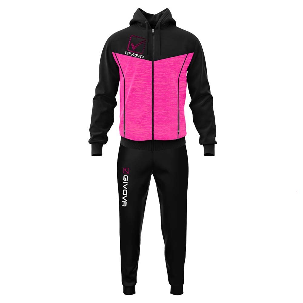 GIVOVA TUTA VISA MELANGE CON CAPPUCCIO POLARFLEECE NERO/GRIGIO SCURO MELANGE Tg. S Givova Tute Planet Sport Italia