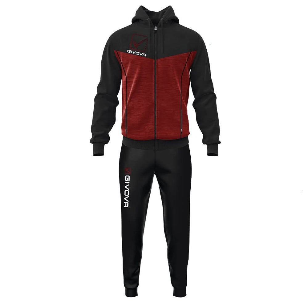 GIVOVA TUTA VISA MELANGE CON CAPPUCCIO POLARFLEECE NERO/GRIGIO SCURO MELANGE Tg. S Givova Tute Planet Sport Italia