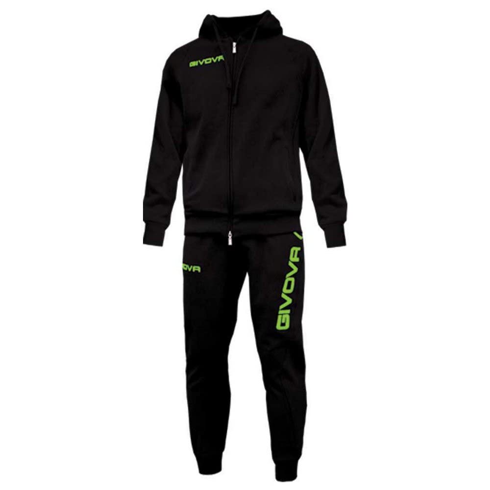 GIVOVA TUTA VISA MELANGE CON CAPPUCCIO POLARFLEECE NERO/GRIGIO SCURO MELANGE Tg. S Givova Tute Planet Sport Italia