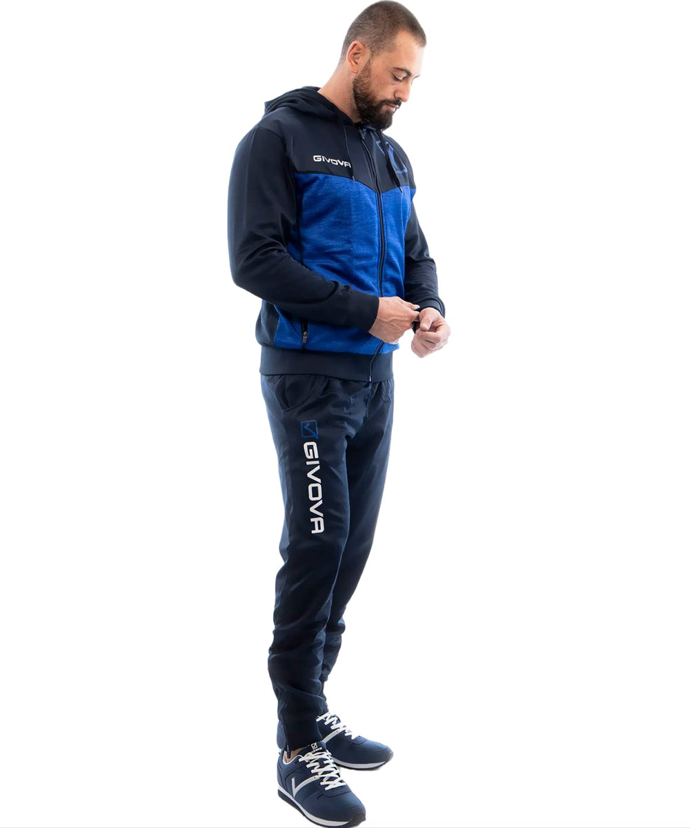 GIVOVA TUTA VISA MELANGE CON CAPPUCCIO POLARFLEECE NERO/GRIGIO SCURO MELANGE Tg. S Givova Tute Planet Sport Italia