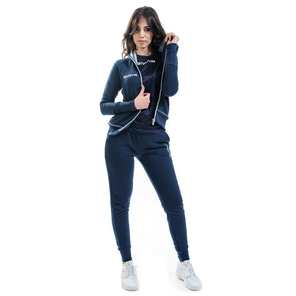 GIVOVA TUTA VISA MELANGE CON CAPPUCCIO POLARFLEECE NERO/GRIGIO SCURO MELANGE Tg. S Givova Tute Planet Sport Italia